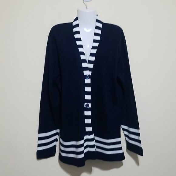 Blue Sweater Stripe Sweater Sz Large - Picture 3 of 7